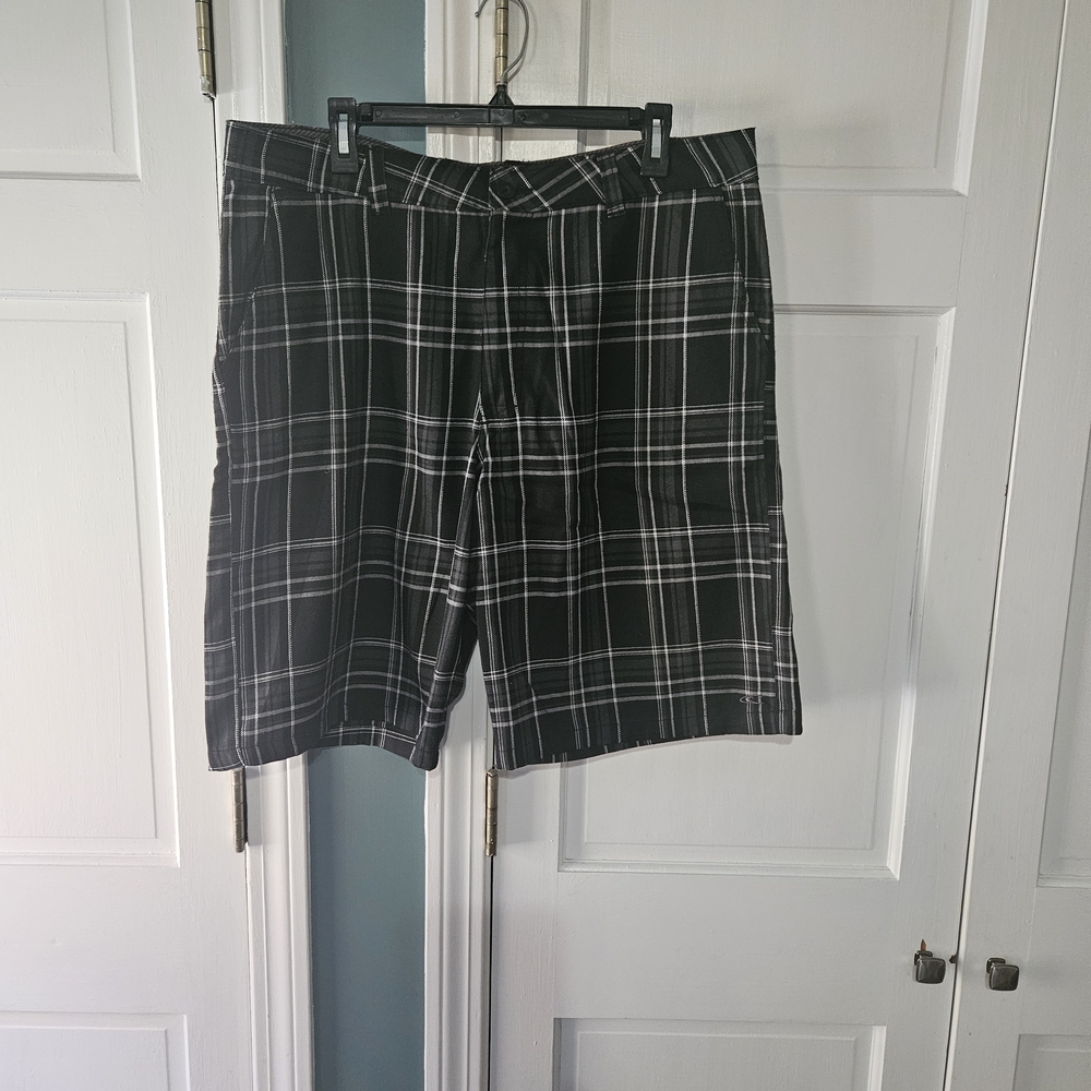 Classic Black and White Plaid Men's Shorts